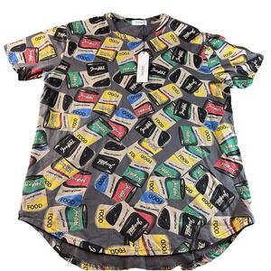 JEEGAL Graphic Print T Shirt Soup Can Art Grey Short Sleeve Unisex‎ Top L